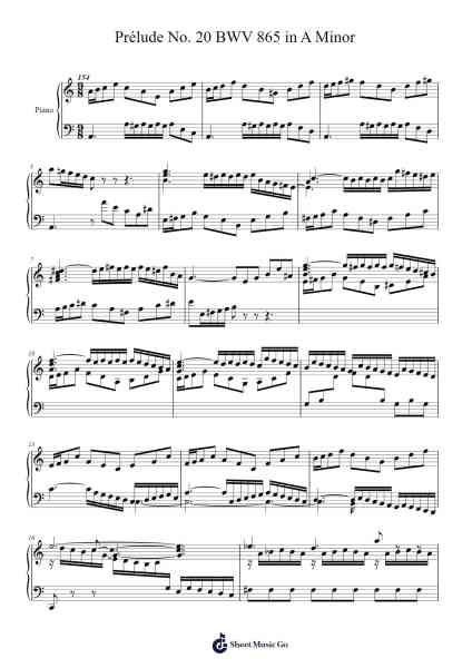 Prélude No. 20 in A Minor, BWV 865 Sheet Music by Johann Sebastian Bach-Arr.Dwighthart Mickrold