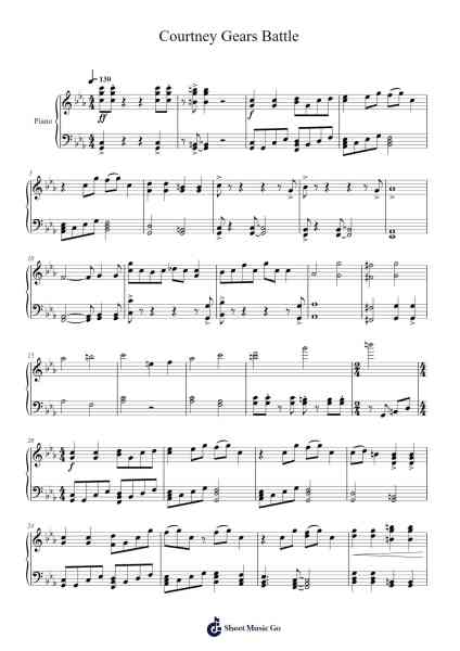 Courtney Gears Battle Sheet Music by David Bergeaud-Arr.Shirvien