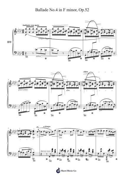 Ballade No. 4 in F Minor, Op. 52 Sheet Music by Frédéric Chopin-Arr.Bairddict Sasback