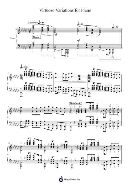 Virtuoso Variations for Piano Sheet Music by Nicholas Locke-Arr.Peing