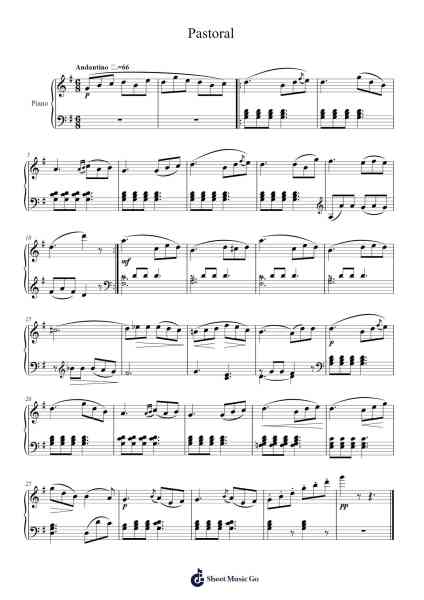 Étude faciles et progressives Opus 100 No. 3 "Pastoral" Sheet Music by Johann Friedrich Franz Burgmüller-Arr.Nestowe Yorkse