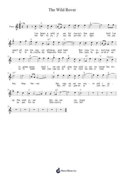 The Wild Rover Sheet Music by Traditional-Arr.Glacarr