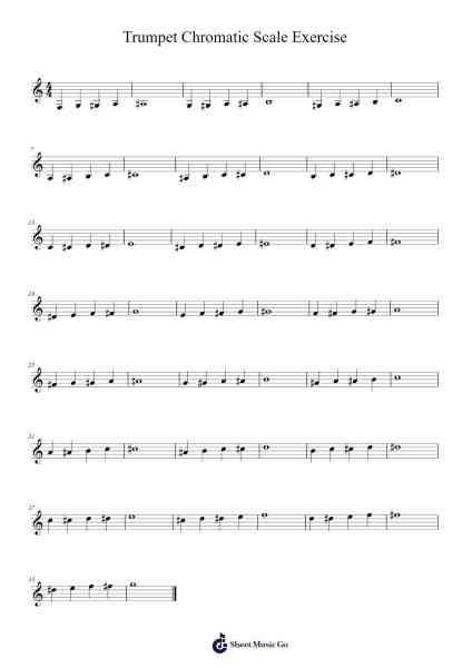 Trumpet Chromatic Scale Exercise Sheet Music by Peter Liem-Arr.Blitheclough