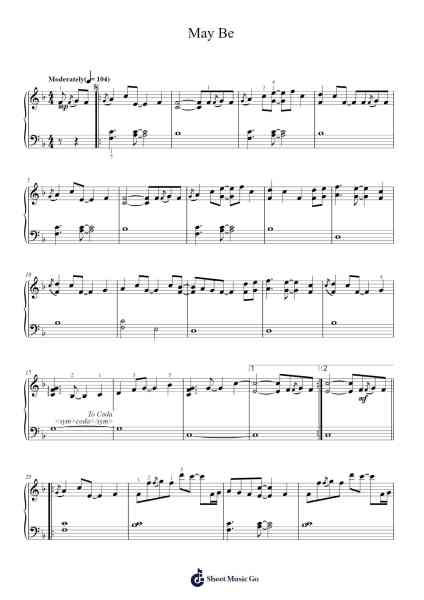May Be Sheet Music by Yiruma-Arr.Mewood Teries