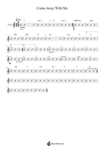 Come Away With Me Sheet Music by Norah Jones-Arr.Penstowe Beardwells