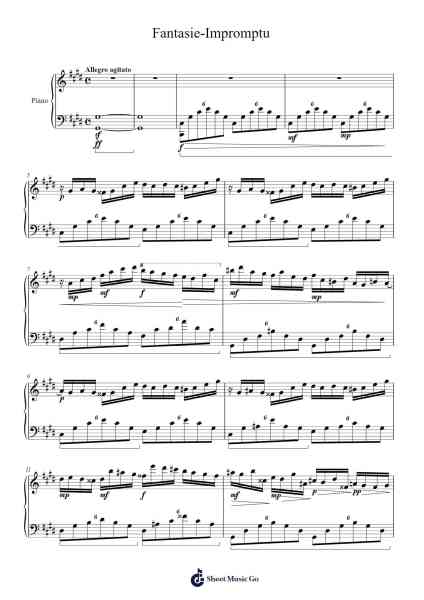 Fantaisie-Impromptu in C-sharp Minor, Op. posth. 66 Musica per pianoforte di Frédéric Chopin - Arr.Kaydict Globert