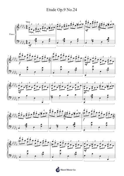 Etude Op.9 No.24 Sheet Music by Brightfrances-Arr.Priney Grelen