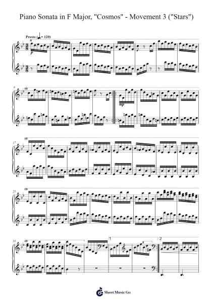 Piano Sonata in F Major, "Cosmos" - Movement 3 ("Stars") Sheet Music by Cookeda-Arr.Hillian