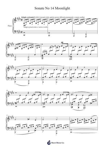 Sonate No 14 Moonlight 1st Movement Sheet Music by Ludwig van Beethoven-Arr.Betrae Rooqe