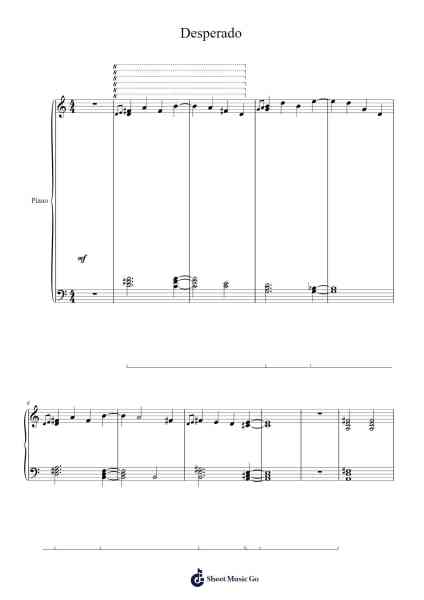 Desperado Sheet Music by undefined-Arr.Glennxon Gachloe