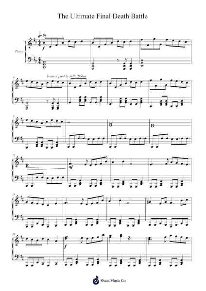 The Ultimate Final Death Battle(Saikyou Saiko no Shitou) Sheet Music by Yasuharu Takanashi-Arr.Kaydict Globert