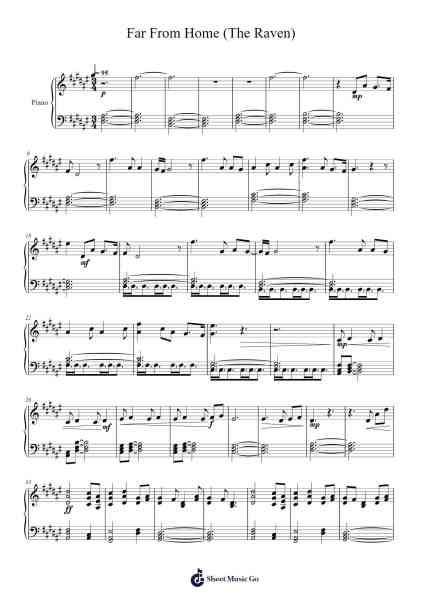 Far From Home (The Raven) Sheet Music by Sam Tinnesz-Arr.Boyleva Efglan
