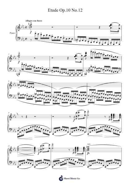 Etude Op. 10 No. 12 in C Minor "Revolutionary" Sheet Music by Frédéric Chopin-Arr.Kentnice Dalnoah