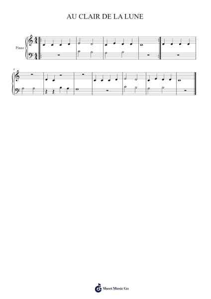 AU CLAIR DE LA LUNE Sheet Music by undefined-Arr.Mattbart Stephy