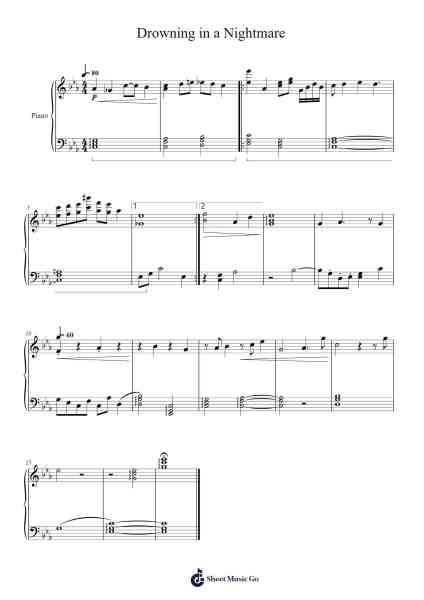 Drowning in a Nightmare Sheet Music by Geofharine-Arr.Pistal