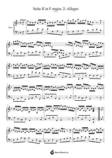 Suite No. 2 in F Major, HWV 427: II. Allegro Sheet Music by George Frideric Handel-Arr.Prihue Roslan
