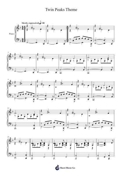 Twin Peaks Theme Sheet Music by Angelo Badalamenti-Arr.Springgene