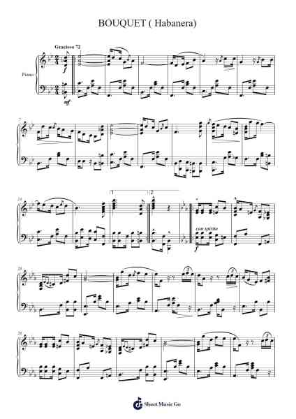 BOUQUET ( Habanera) Sheet Music by Julio Reis-Arr.Ivessid