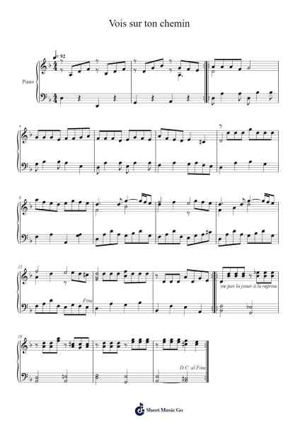 Vois sur ton chemin Sheet Music by B. Coulais-Arr.Yuleboyle Kingshous