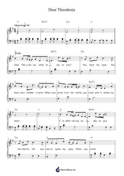 Dear Theodosia Sheet Music by Lin-Manuel Miranda-Arr.Guygray