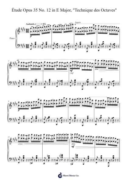 Étude Opus 35 No. 12 in E Major, "Technique des Octaves" Sheet Music by Charles-Valentin Alkan-Arr.Ribloor