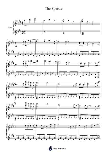 The Spectre Sheet Music by Alan Walker-Arr.Gilphia