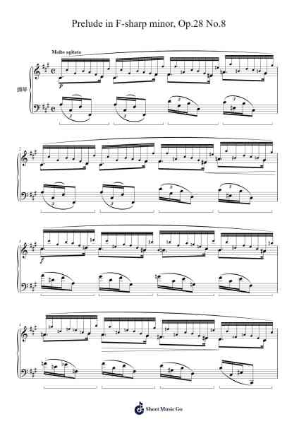 Prelude in F-sharp Minor, Op. 28 No. 8 Sheet Music by Frédéric Chopin-Arr.O'Cady Bobde
