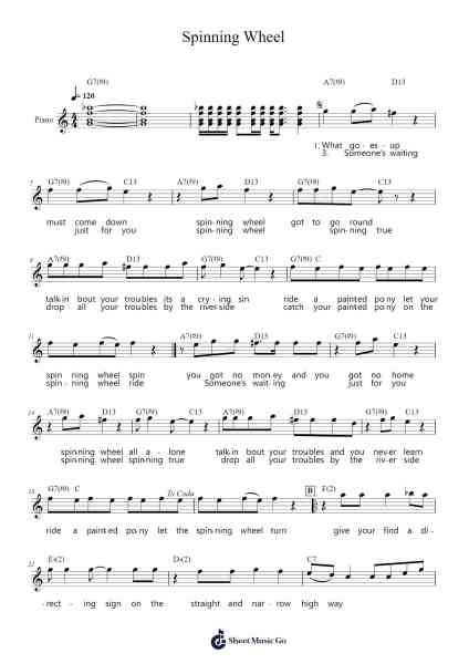 Spinning Wheel Sheet Music by David Clayton-Thomas-Arr.Lamjane