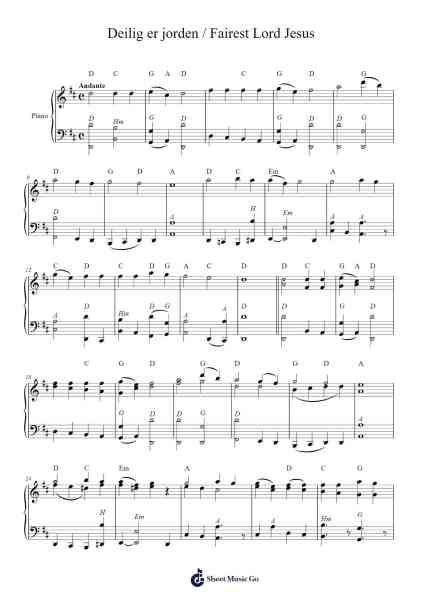 Deilig er jorden / Fairest Lord Jesus Sheet Music by undefined-Arr.Jackbing Priceliot