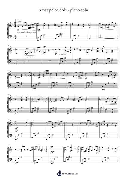 Amar pelos dois - piano solo Sheet Music by anon-Arr.Chestom