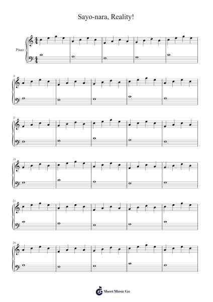 Sayo-nara, Reality! Sheet Music by Dan Salvato-Arr.Attcolm