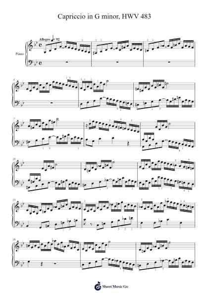 Capriccio in G Minor, HWV 483 Sheet Music by Georg Friedrich Händel-Arr.Rares