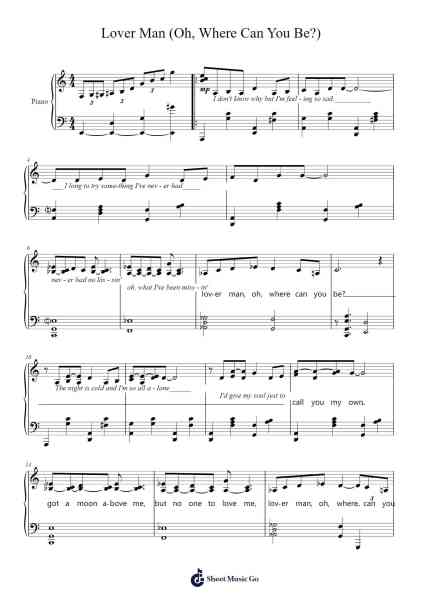 Lover Man (Oh, Where Can You Be?) Musica per pianoforte di undefined - Arr.Aden Biro