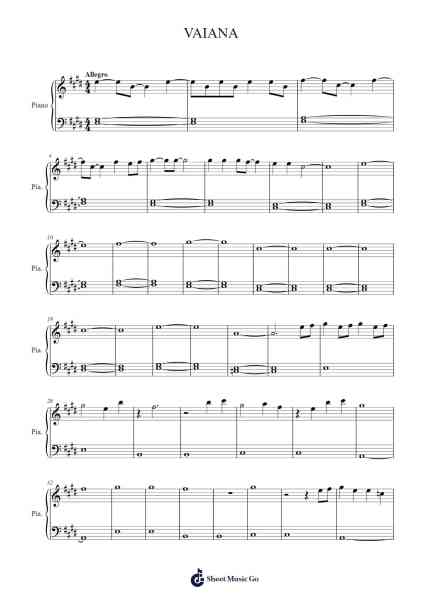 VAIANA Sheet Music by S. Hermand-Arr.Hartecam Thodoreboyle