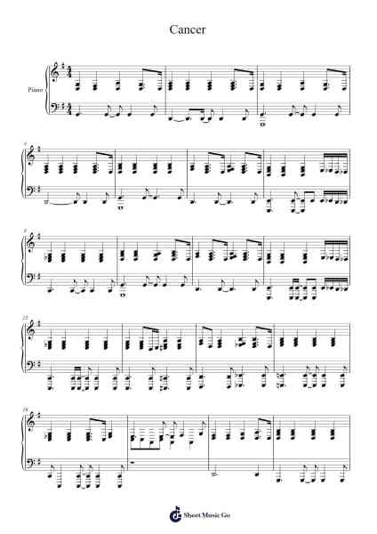 Cancer Sheet Music by My Chemical Romance-Arr.Dilmos