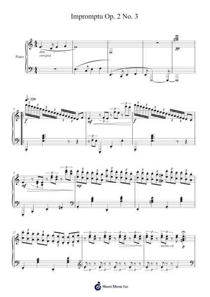 Impromptu Op. 2 No. 3 Sheet Music by E. Väyrynen-Arr.Guygray