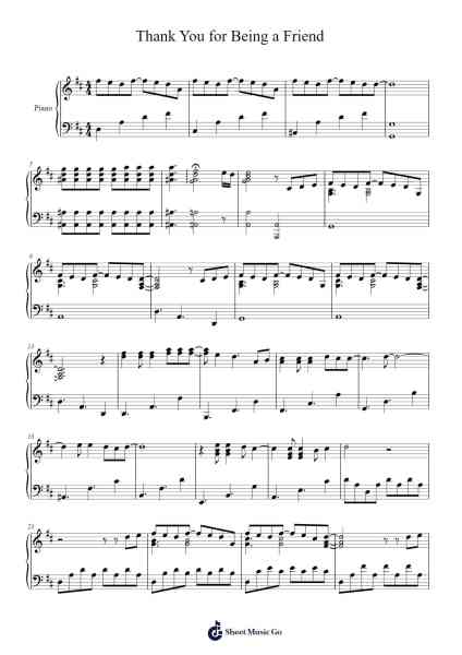 Thank You for Being a Friend Sheet Music by undefined-Arr.Crotiane Shawshop