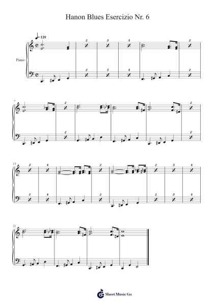 Hanon Blues Esercizio Nr. 6 Sheet Music by -Arr.Seac