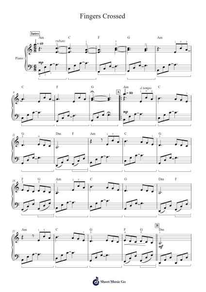 Fingers Crossed Sheet Music by Hans Hartog-Arr.Wobob Lonray