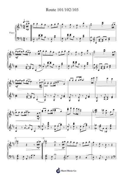 Route 101/102/103 (From Pokémon Ruby/Sapphire/Emerald) Sheet Music by Junichi Masuda-Arr.Eipsgold Maudman