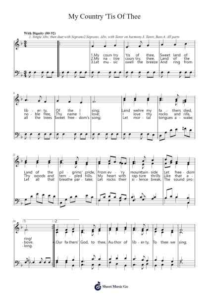 My Country 'Tis Of Thee Sheet Music by Brian Hill-Arr.Leaglan Piersmar