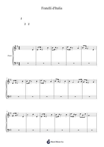 Fratelli d'Italia Sheet Music by Michele Novaro-Arr.Gedodd
