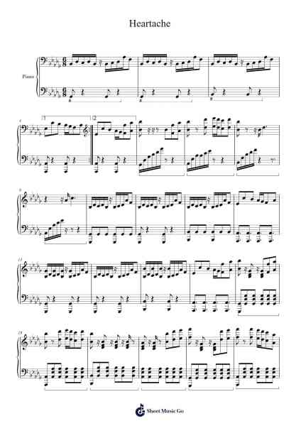Heartache Sheet Music by toby fox-Arr.Hebart Timron