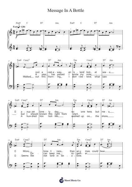 Message In A Bottle Sheet Music by The Police-Arr.Rooven