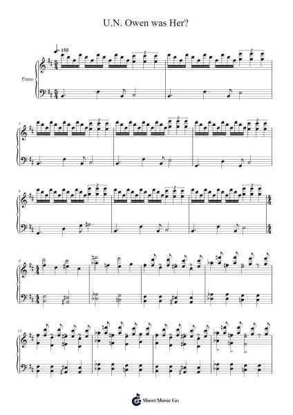 U.N. Owen was Her? Sheet Music by ZUN-Arr.Yvettepe