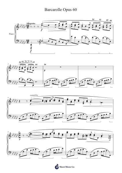Barcarolle, Op. 60 in B-flat Major Sheet Music by Frédéric François Chopin-Arr.Everkeith Abters