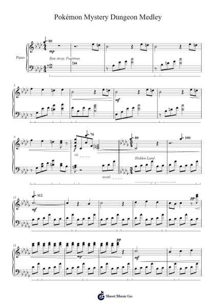 Pokémon Mystery Dungeon Medley Sheet Music by Cranekins Agblume-Arr.Dawnvia