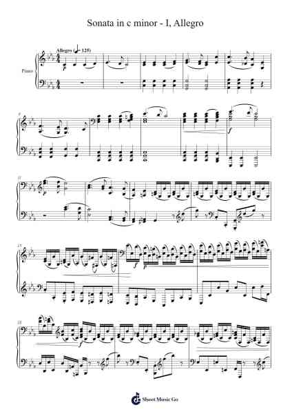 Sonata in c minor (piano) - I, Allegro Sheet Music by Beautle-Arr.Markxy