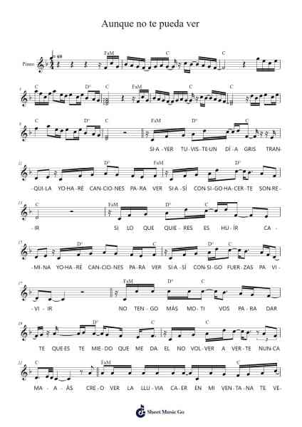 Aunque no te pueda ver Sheet Music by Alex Ubago-Arr.Gekeith Fordkiel