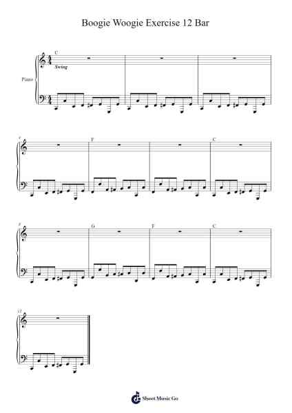 Boogie Woogie Exercise 12 Bar - MG - LH Sheet Music by undefined-Arr.Asdict